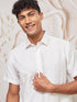 Men's White Viscose Kurta And Patiala Set